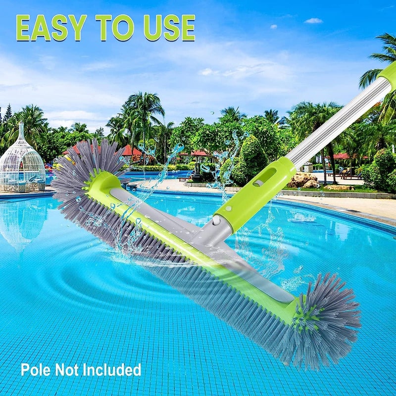 Unipool Professional Swimming Pool Brush Head with Round Ends,17.5" Heavy Duty Aluminum Back for Cleaning Pool Walls, 7 Rows Premium Nylon Bristles with EZ Clips (Green Grey) - Image 5